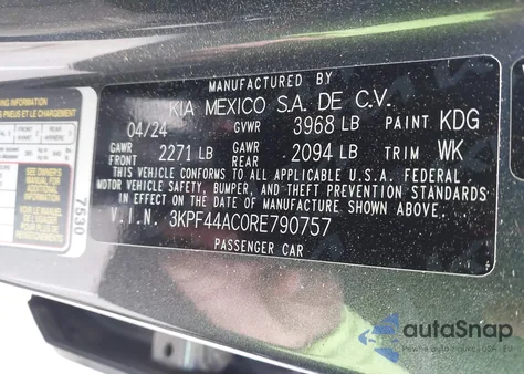 2024 Kia Forte Gt from USA, damaged, VIN 3KPF44AC0RE790757